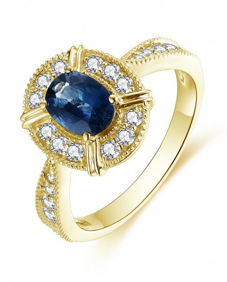 OVAL SAPPHIRE DIAMOND RING (TR4429)